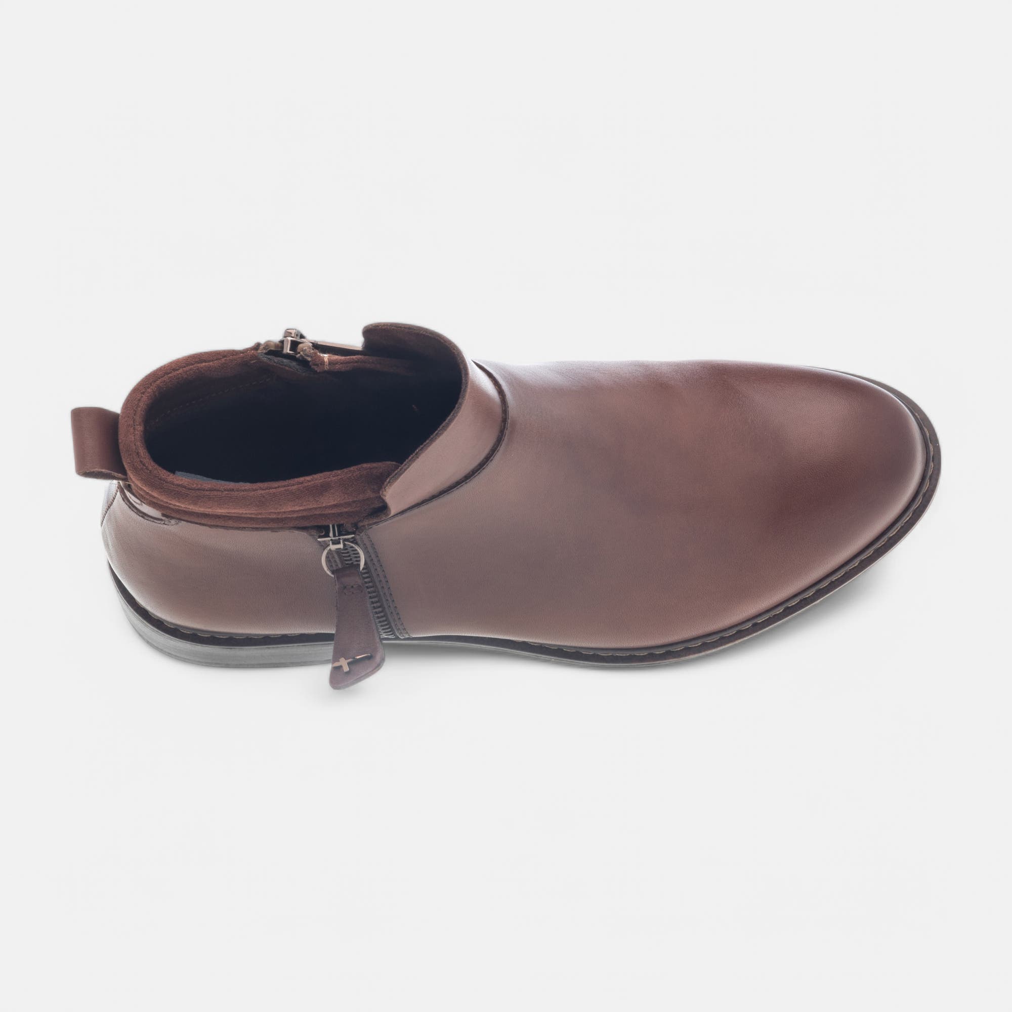 Bottines Femme en cuir cognac