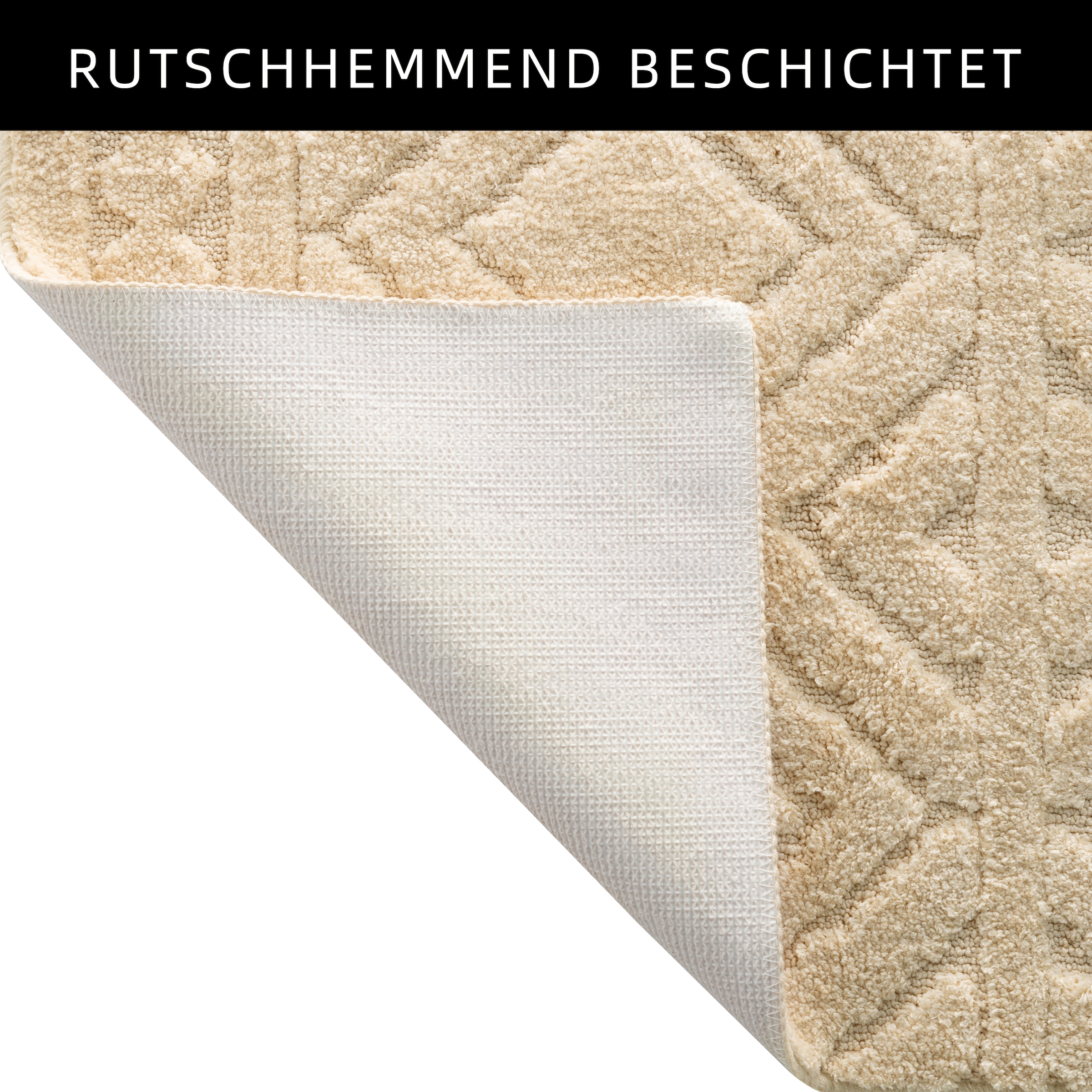 my home Badematte »Louvres, Badvorleger, Badezimmer Teppich, Duschvorleger« Höhe 10 mm rutschhemmend beschichtet schnell trocknend Badteppich, Uni Farben, Hoch-Tief Effekt, Boho-Style