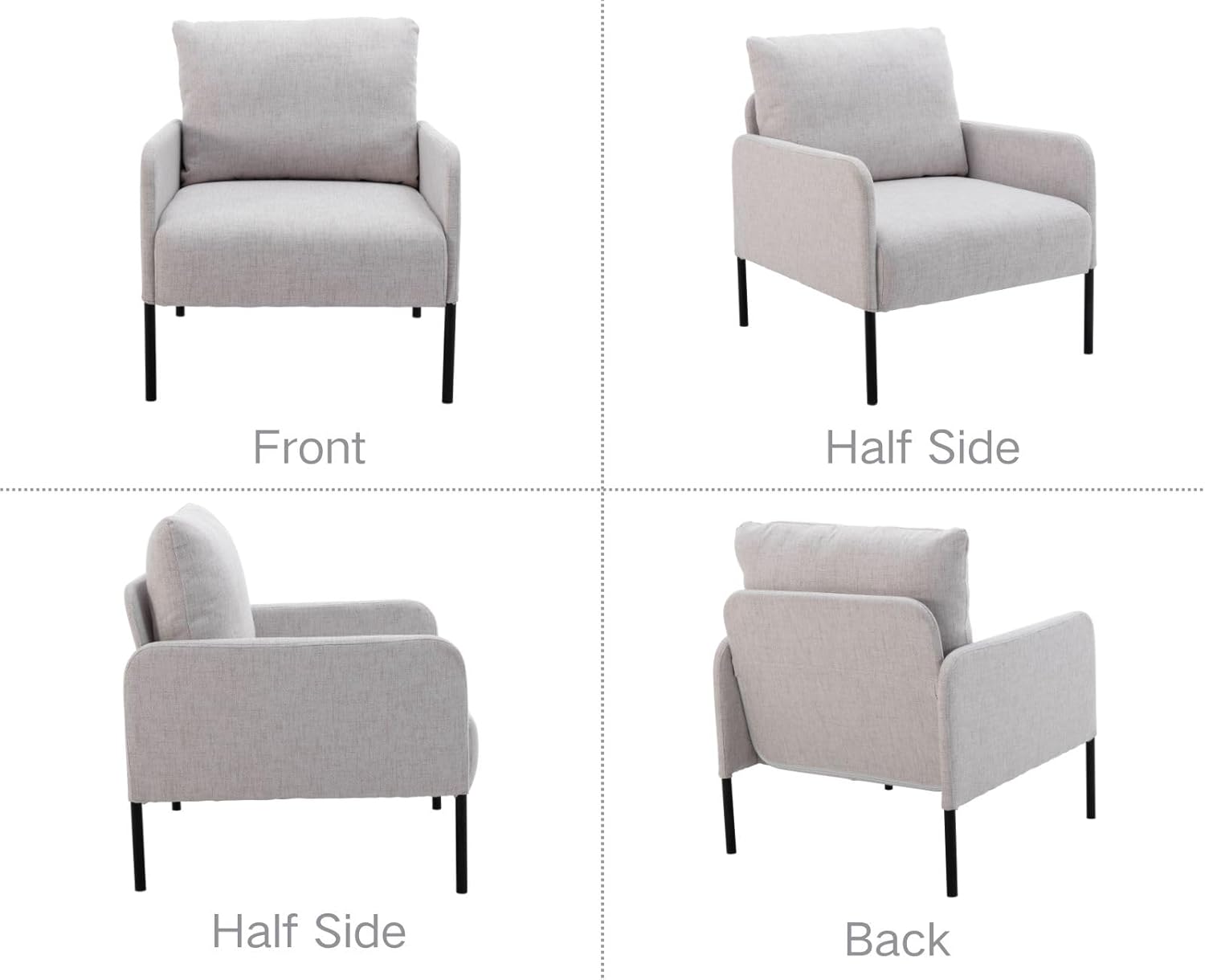 Sofa 1 sitzer Stoffsofa Leinen Einzelsofa mit Armlehnen modernes Polstersofa mit Metallbeinen mini Couch für Wohnzimmer/Schlafzimmer/Büro, Beige