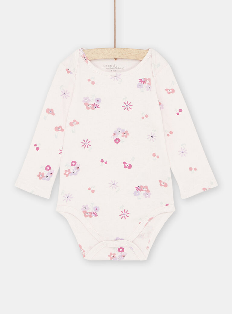 Body rose clair à imprimé fleuri bébé fille