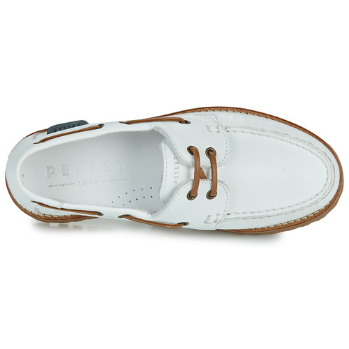 Pellet - OLIVIA - Veau lisse blanc lacets camel