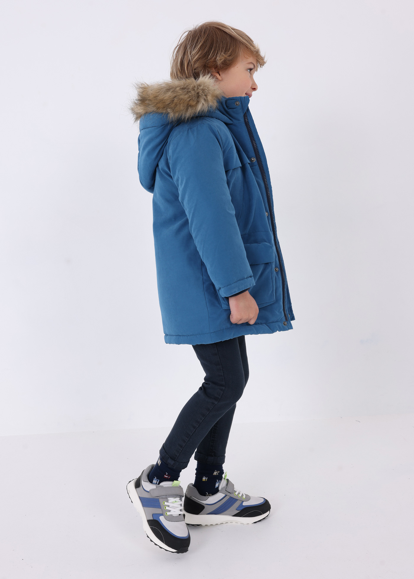 Casaco parka de pele para menino