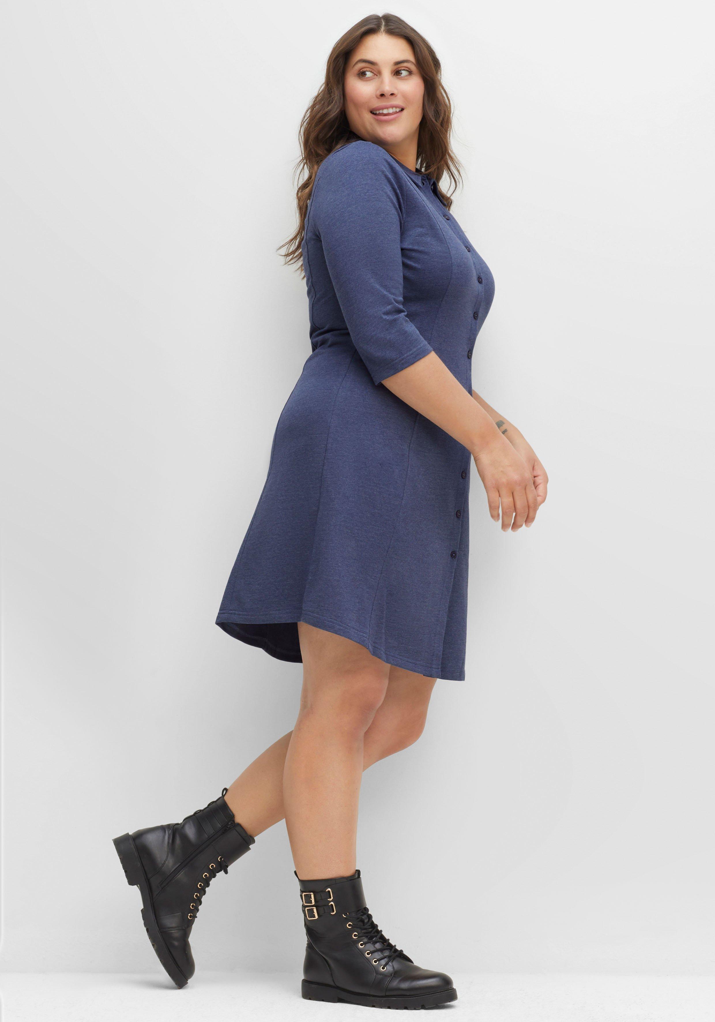 Sweatkleid mit 3/4-Ärmeln, im Hemdblusenstil