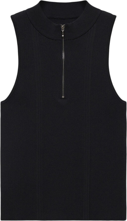 MANGO Zip ponte top Black