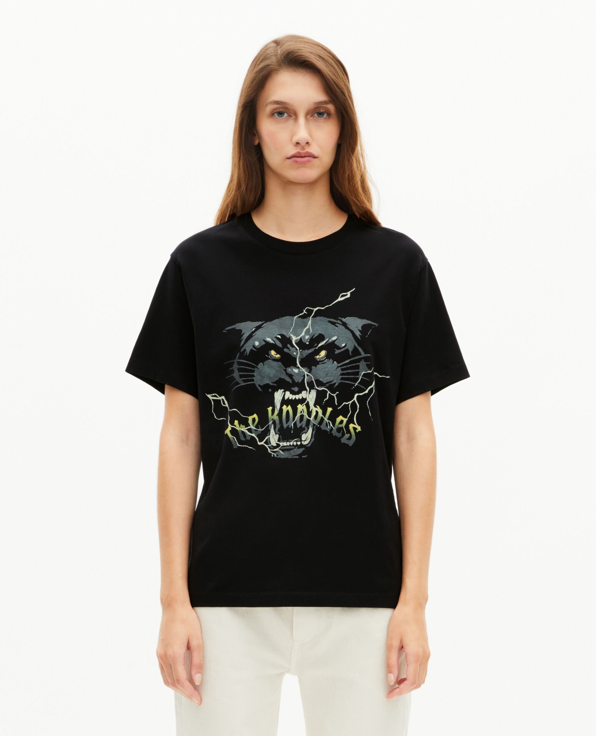 T-shirt avec sérigraphie à strass noir