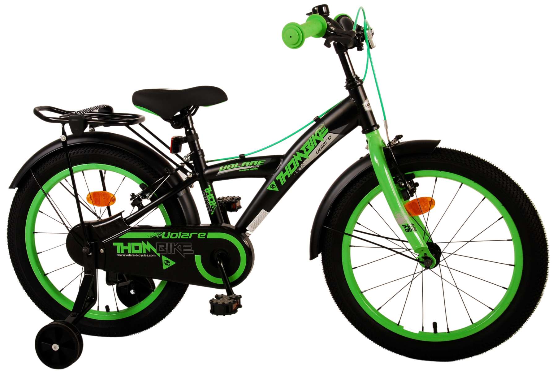 TPFSports Thombike Kinderfahrrad - Jungen - 18 Zoll - Rücktritt + Handbremse - Schwarz Grün