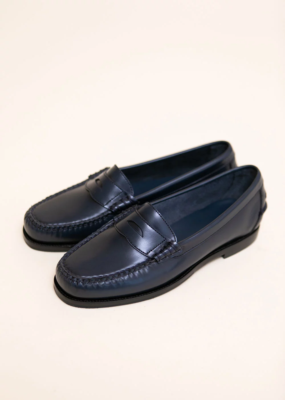 MOCASSIN W BEEFROLL CUIR MARINE