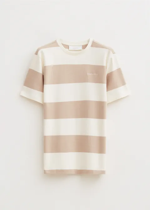 T-shirt met strepen zand (ZAND)