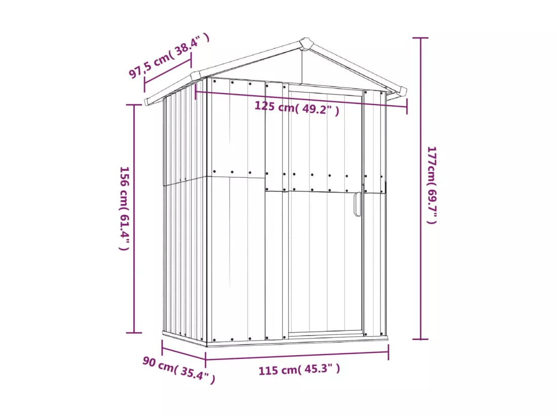Abri de jardin Anthracite 126x97,5x177 Acier galvanisé