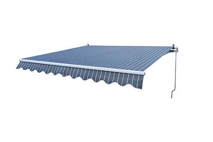 Store banne manuel sans coffre gris et blanc 2,92 x 2,5 m