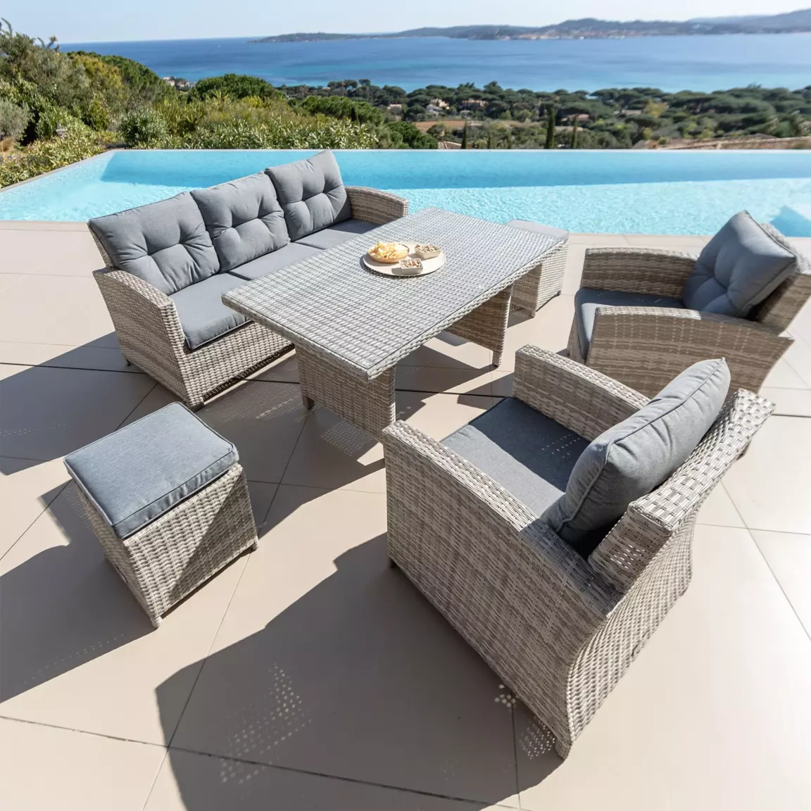 Coussins de remplacement pour salon de jardin Tivoli - Gris foncé