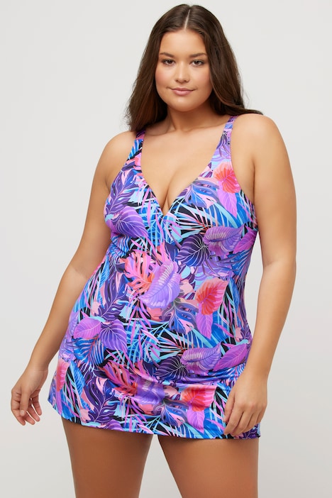 Badekleid, Blätter, Softcups, integrierter Badeanzug