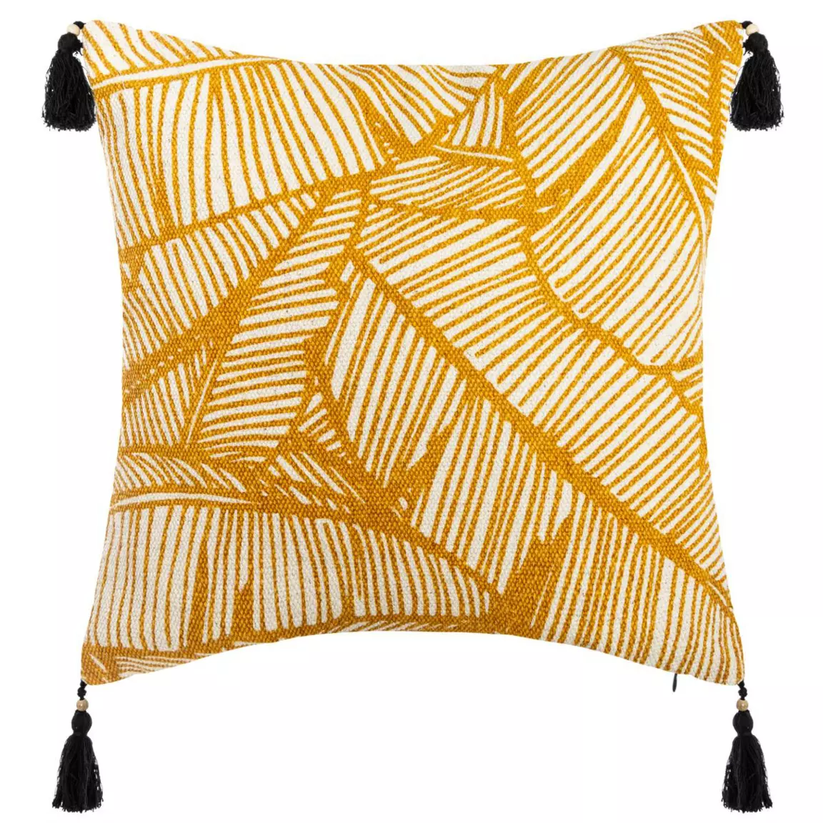Housse de coussin carrée coton (40 x 40 cm) Tropik Jaune ocre