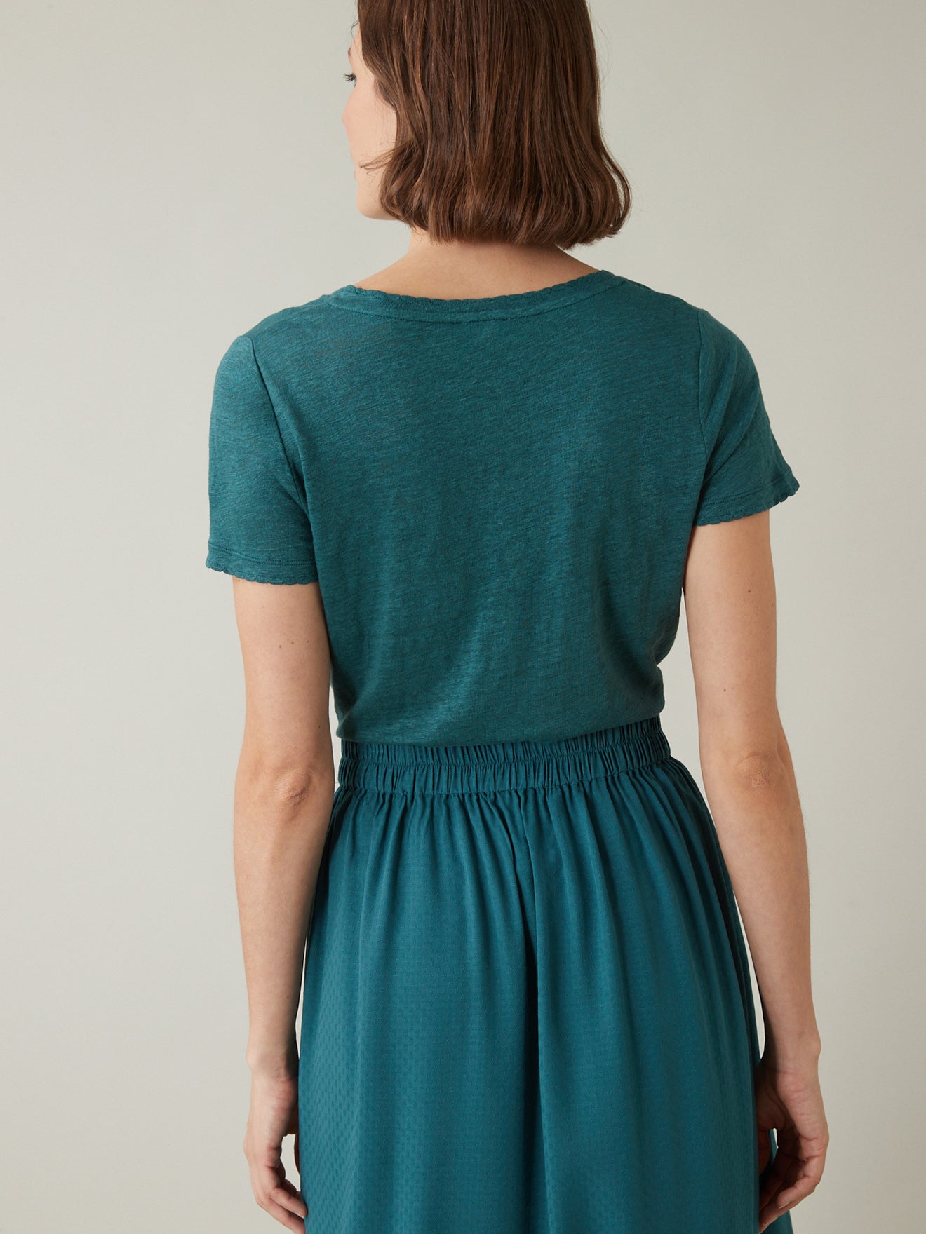 T-shirt lin col V femme
