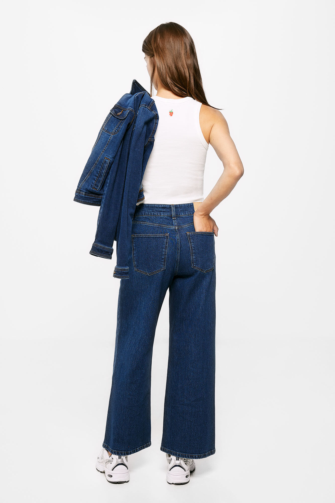 Calça Jeans Culotte com Lavagem Sustentável