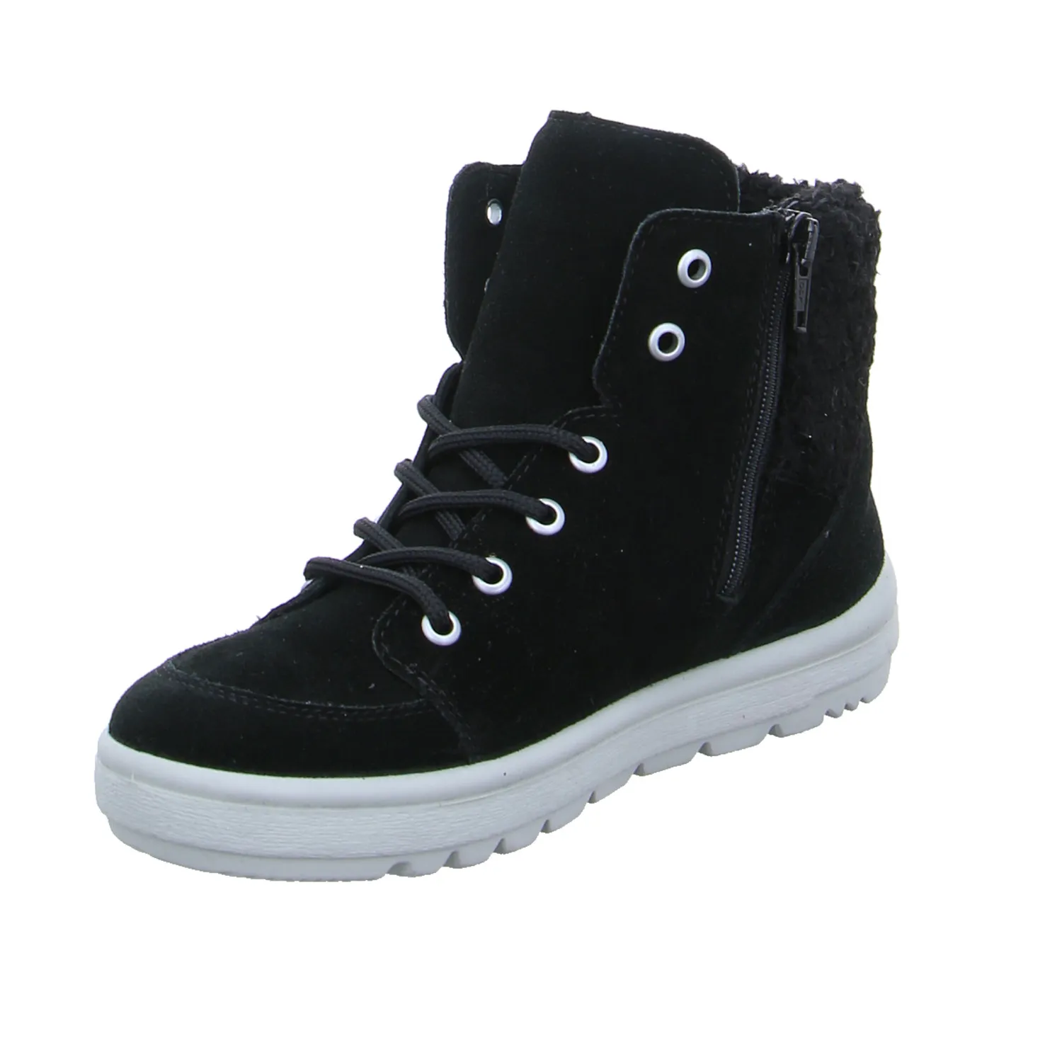 RICOSTA Mädchen-Winter-Bottine Schwarz Leder  Schnür-Boot