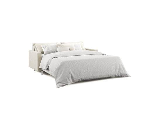 DIVANI.STORE - Canapé lit megan en microfibre creme 2 places