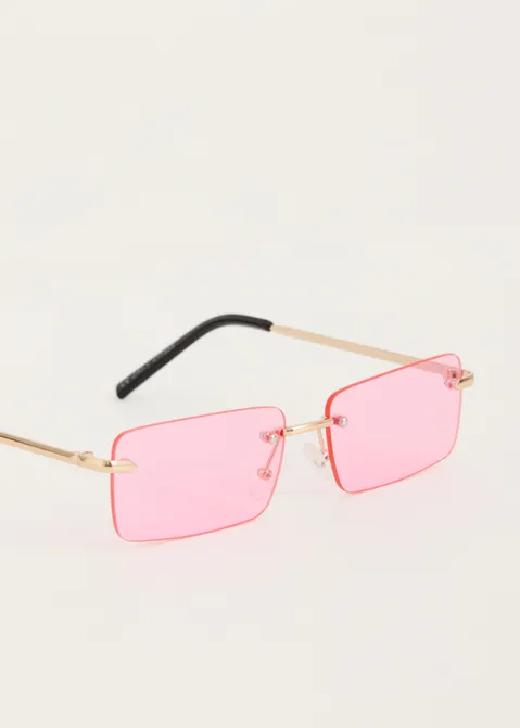 Zonnebril met rechthoekige glazen roze (ROS)