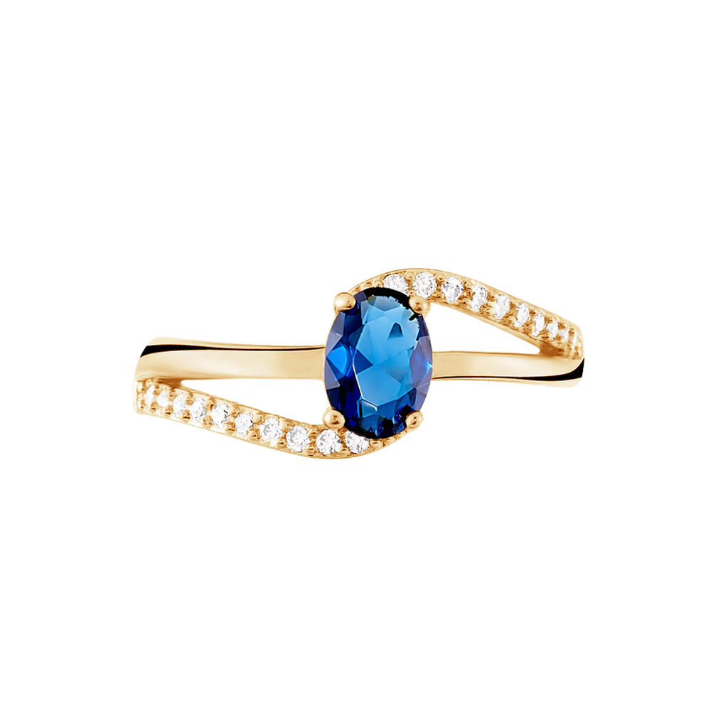 Bague Tyana Plaqué Or Jaune Pierre De Synthese Et Oxyde De Zirconium