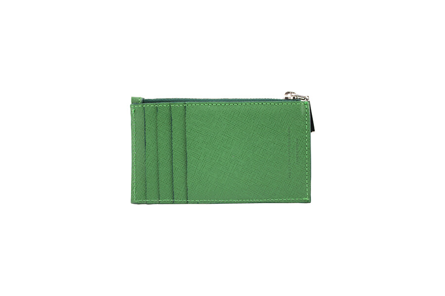 Stair Saffiano zip cardholder green
