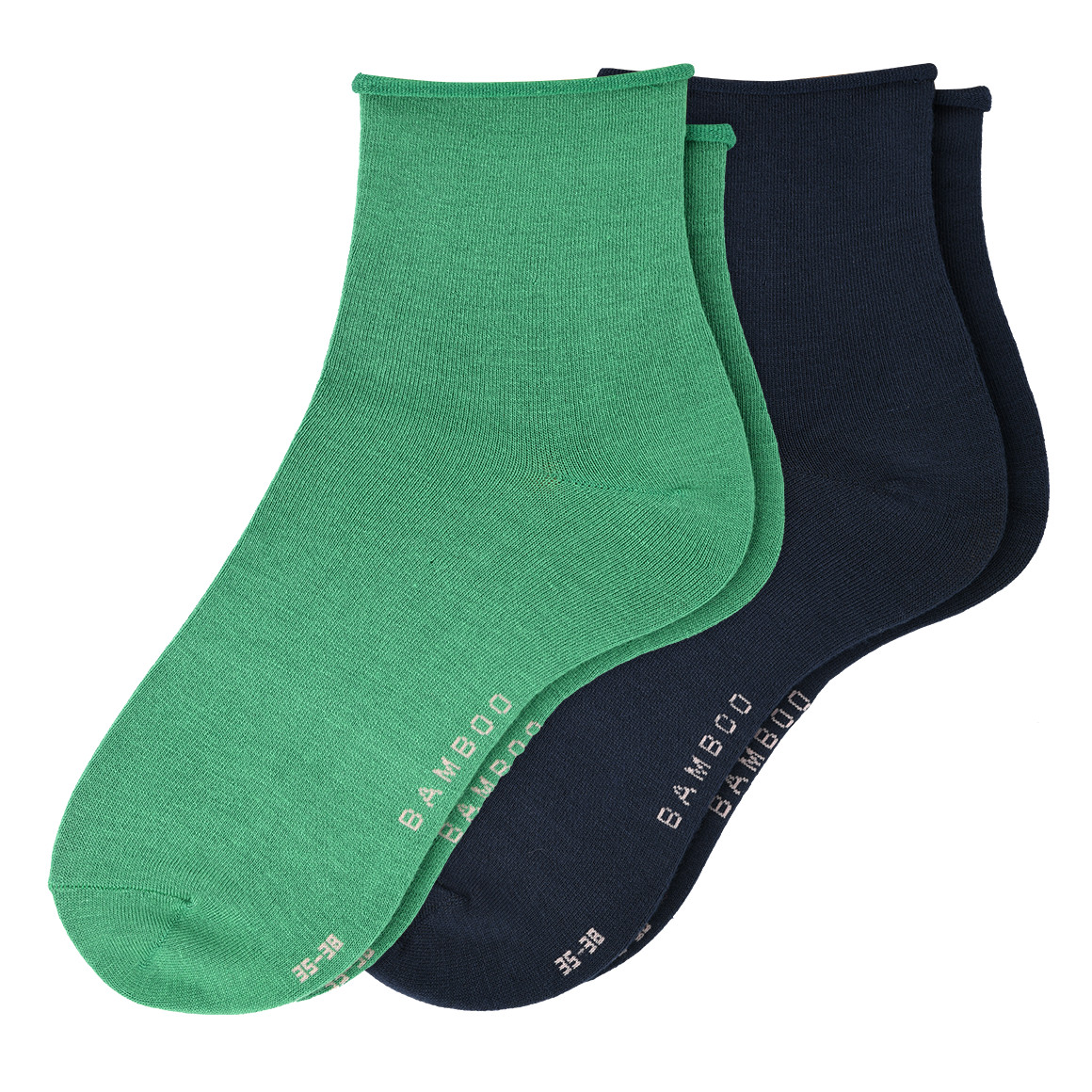 Gina Benotti 2 Paar Damen Socken mit Viskose grün / dunkelblau