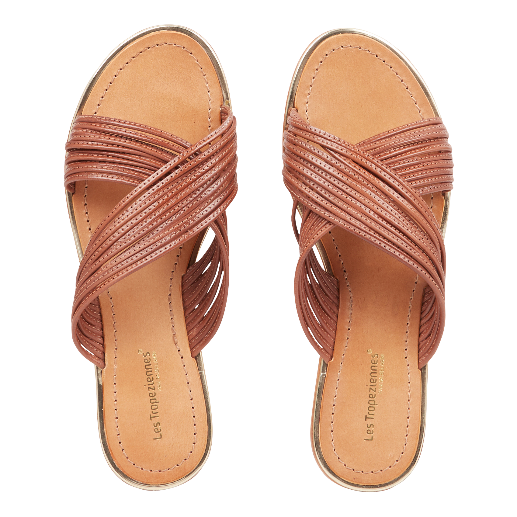 HALLOA - Mules plates en cuir| Marron