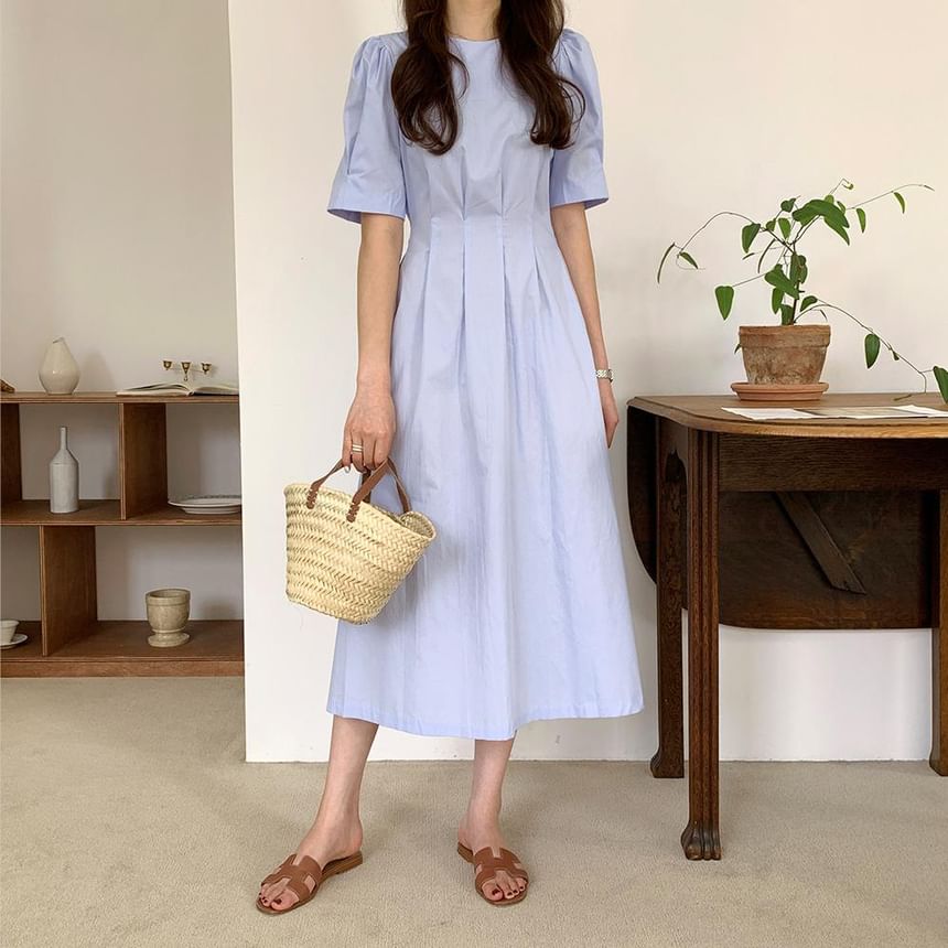 Coris - Effen maxi-zonnejurk met korte mouwen en ronde hals