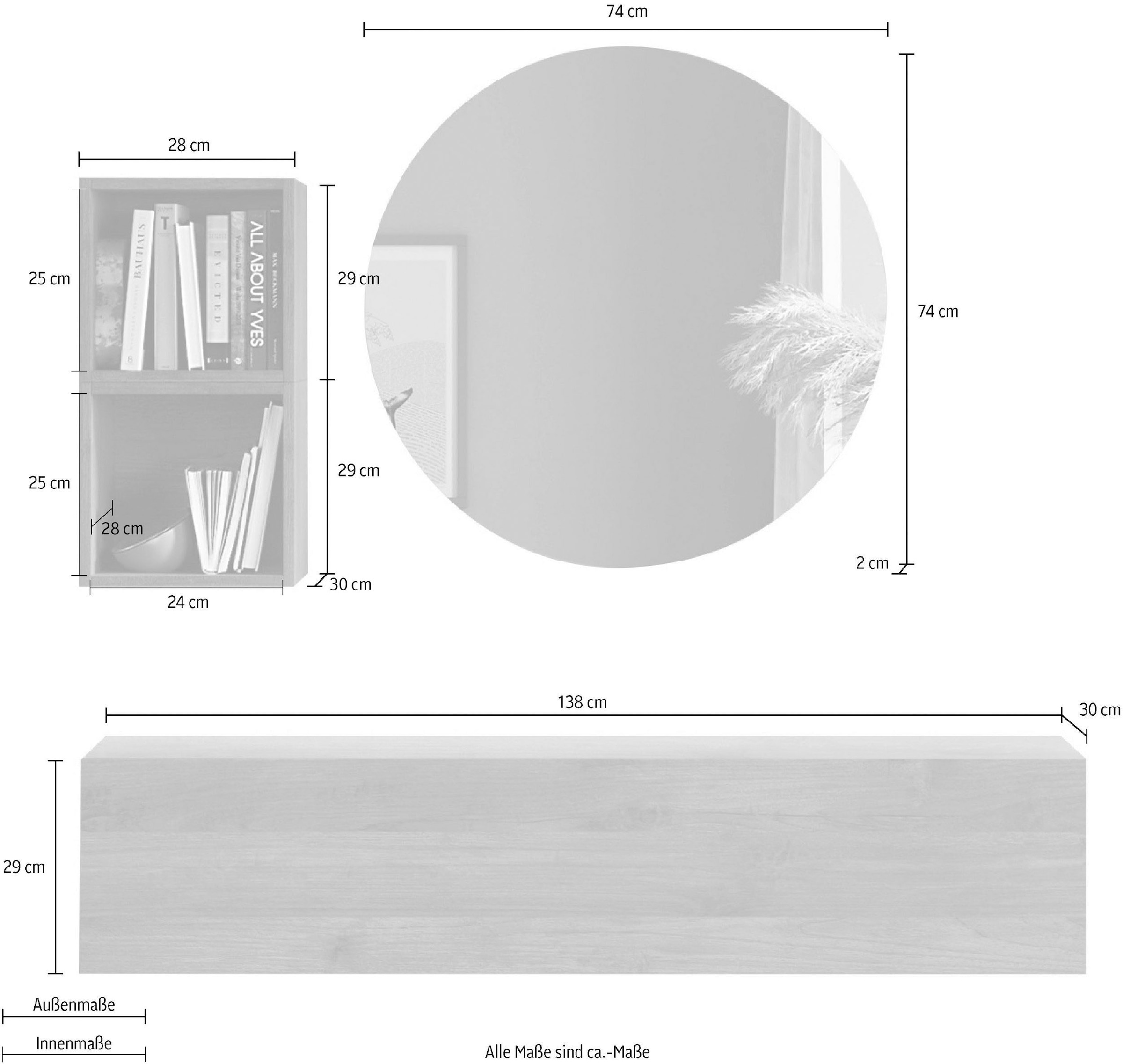 INOSIGN Garderoben-Set »Infinity, 3tlg. Breite 138 cm, Höhe variabel, moderne Garderobe« Spar-Set, 3 Stk. tlg.