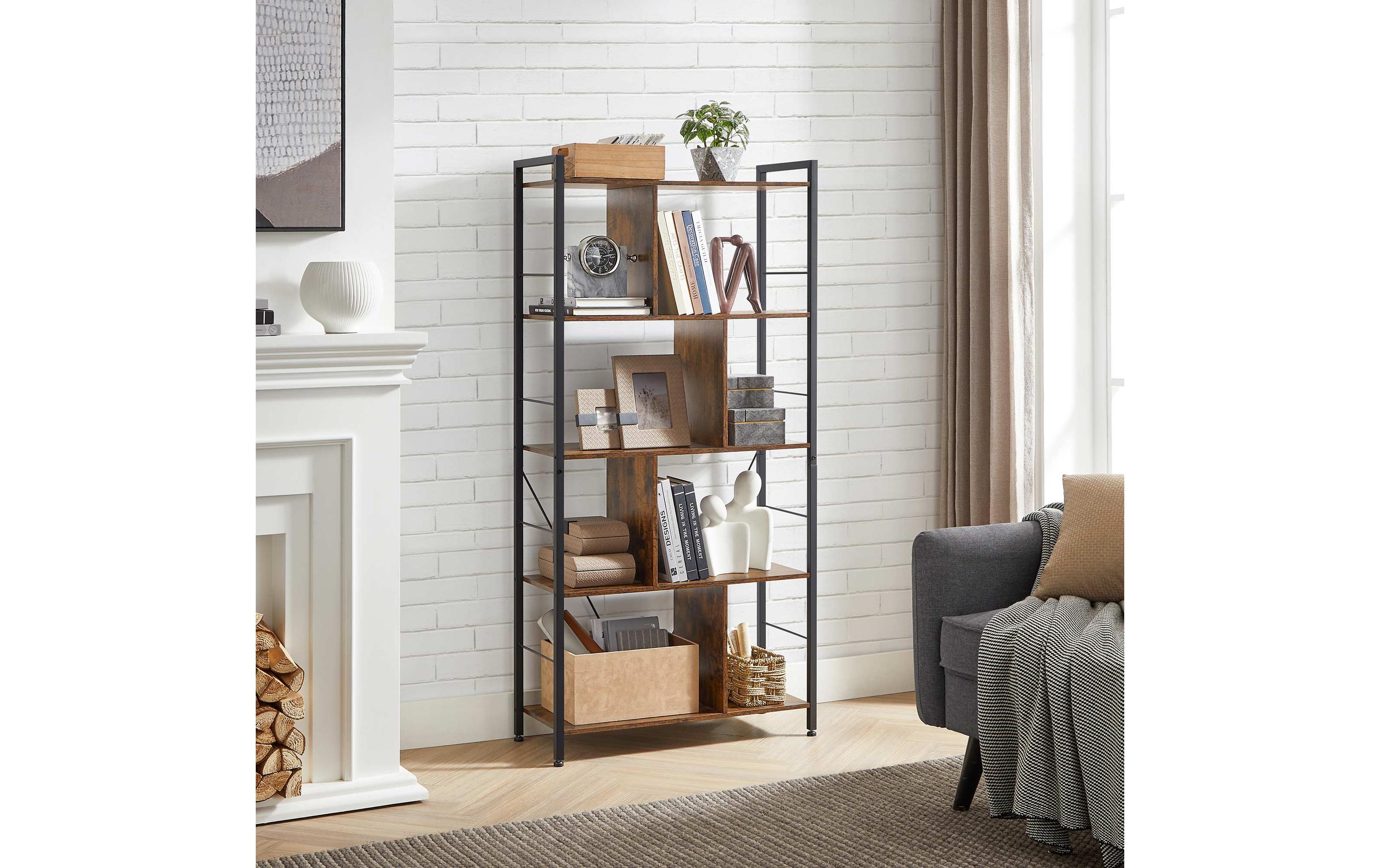 Bücherregal Braun/SchwarzBücherregal mit 5 Ebenen