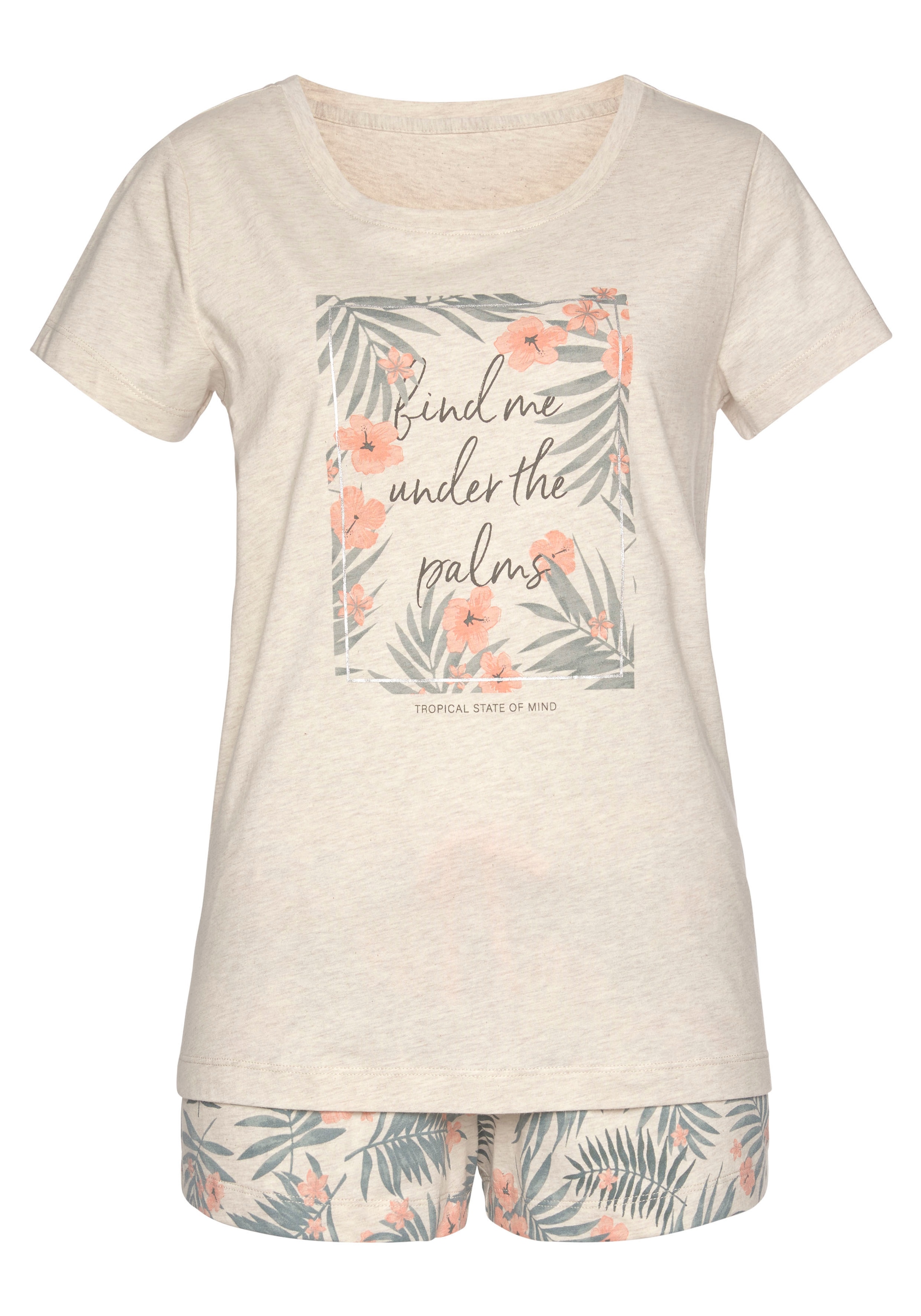 LASCANA Shorty 2 Stk. tlg., mit Statement Print