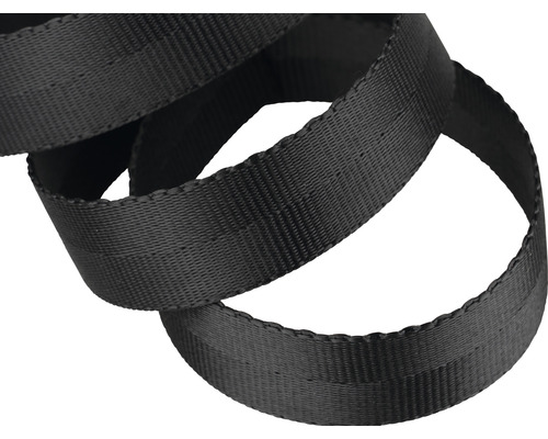 Mamutec polyester tape, zwart, 25 mm, verkocht per meter
