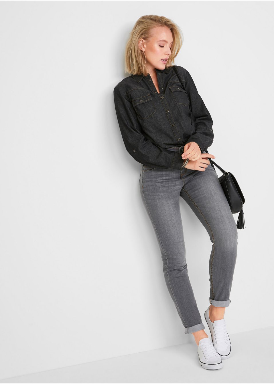 Jean confort extensible, taille haute, Slim