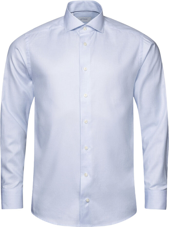 ETON Contemporary Fit Light Blue Melange Semi Solid Fine Twill Shirt Lyseblå
