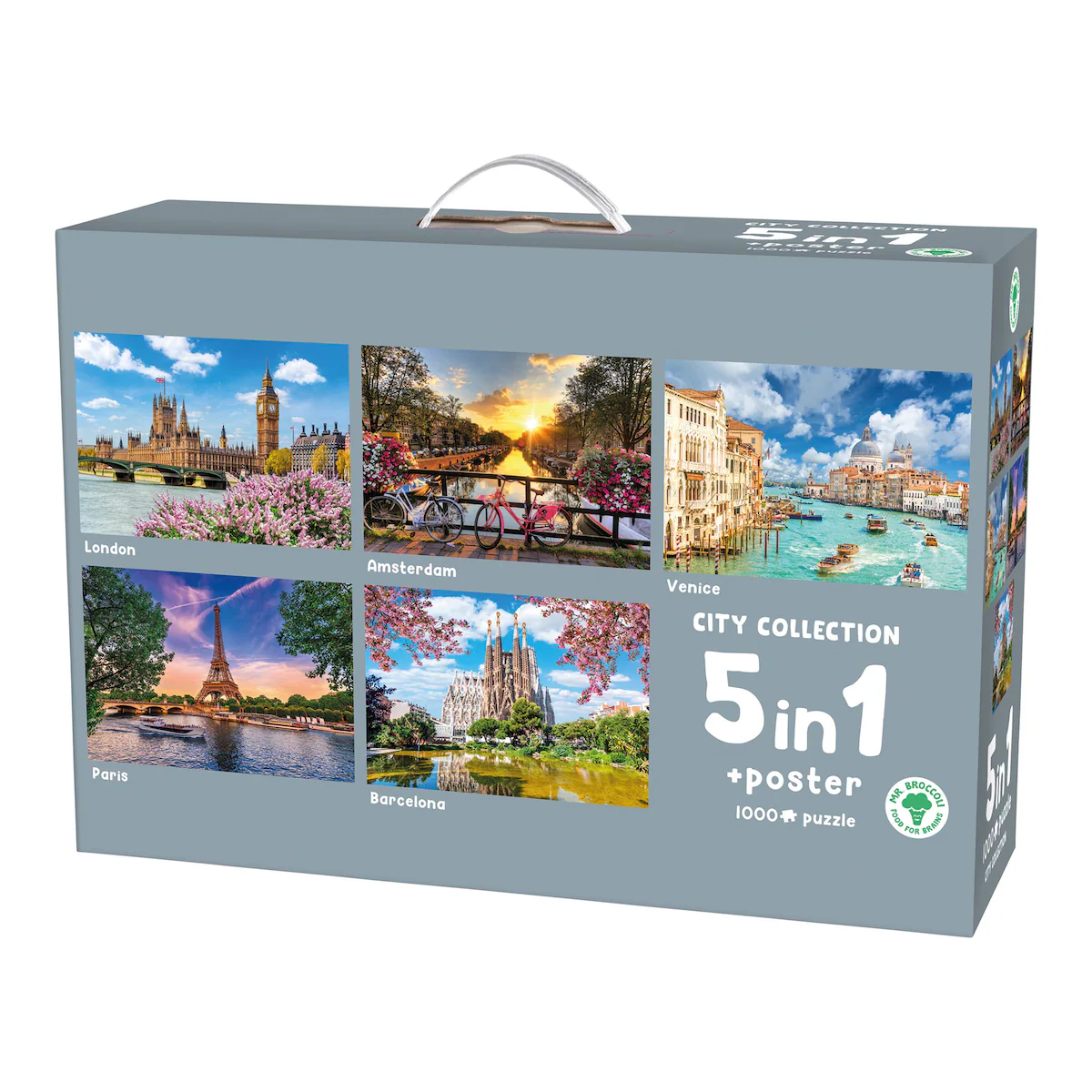 Mr. Broccoli - Puzzle-Box „Städtetrip“, 5 Puzzles je 1000 Teile