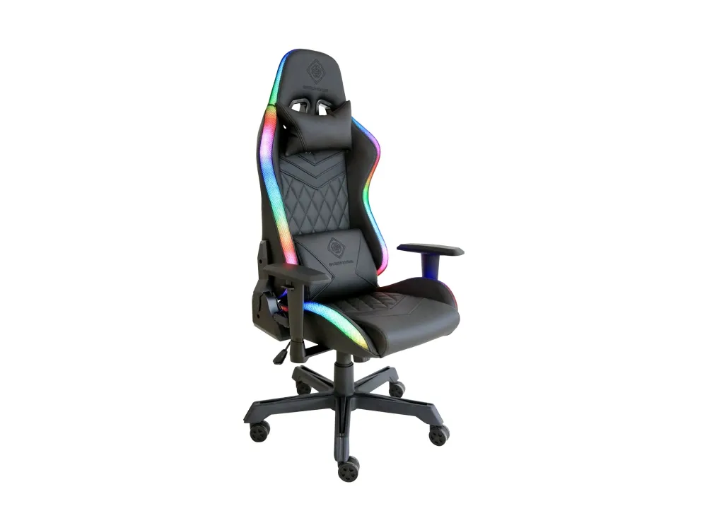 DELTACO GAMING GAM-080 - Spillestol - ergonomisk - armstøtter - T-formet - vippe - drejeled - kunstig læder - sort, RGB