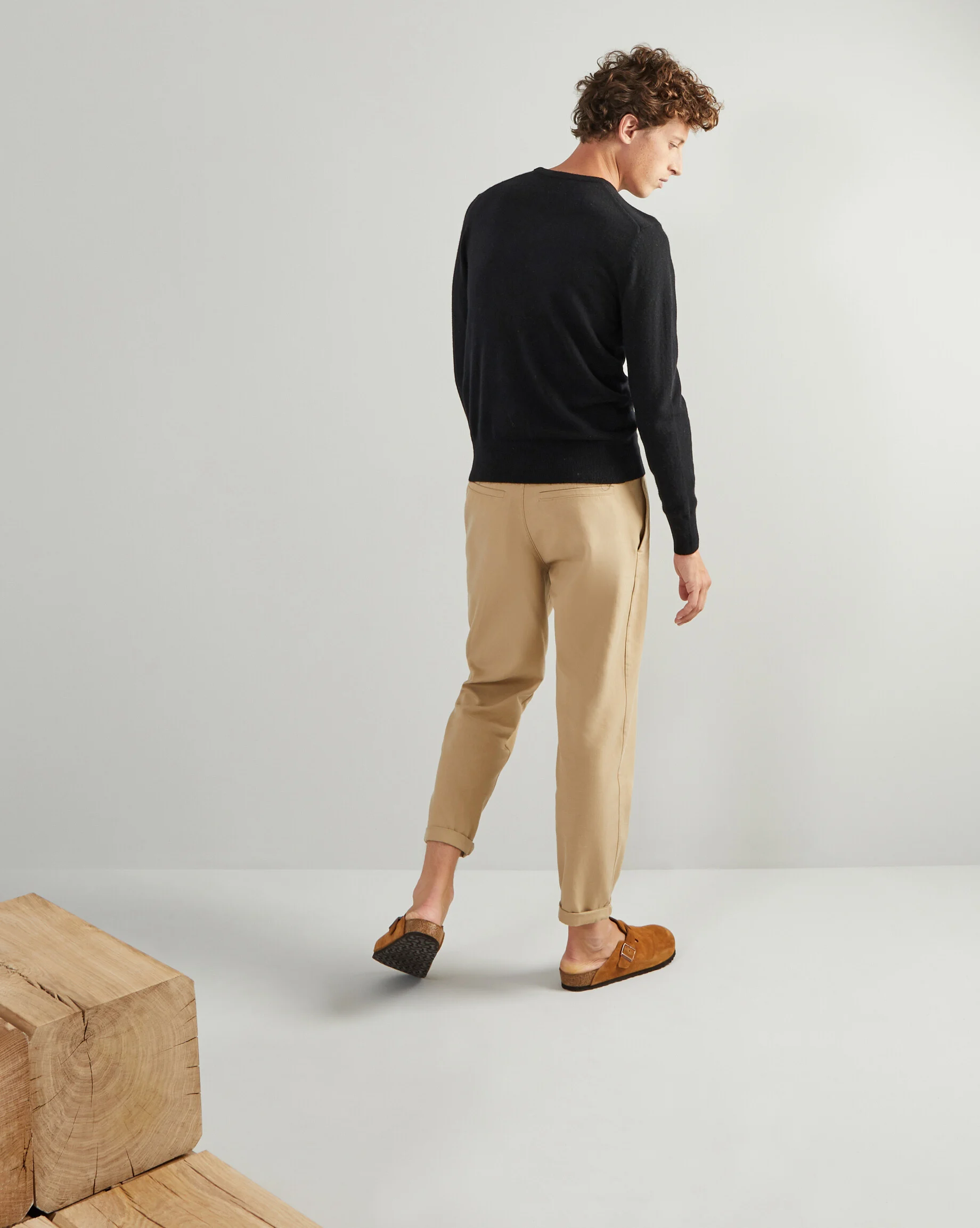 Pull homme col v en cachemire 2 fils | Noir