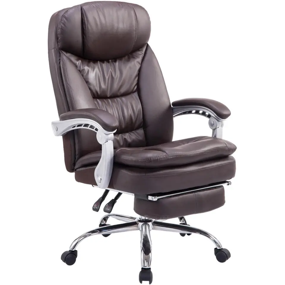 CLP Bureaustoel XL Troy chroom Frame - Kunstleer - bruin