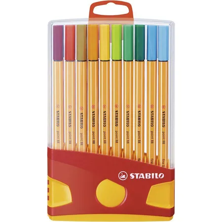 Premium-Filzstift - STABILO Pen 68 ColorParade - 20er Tischset in rot/blau - mit 20 verschiedenen Farben und Hängelasche
