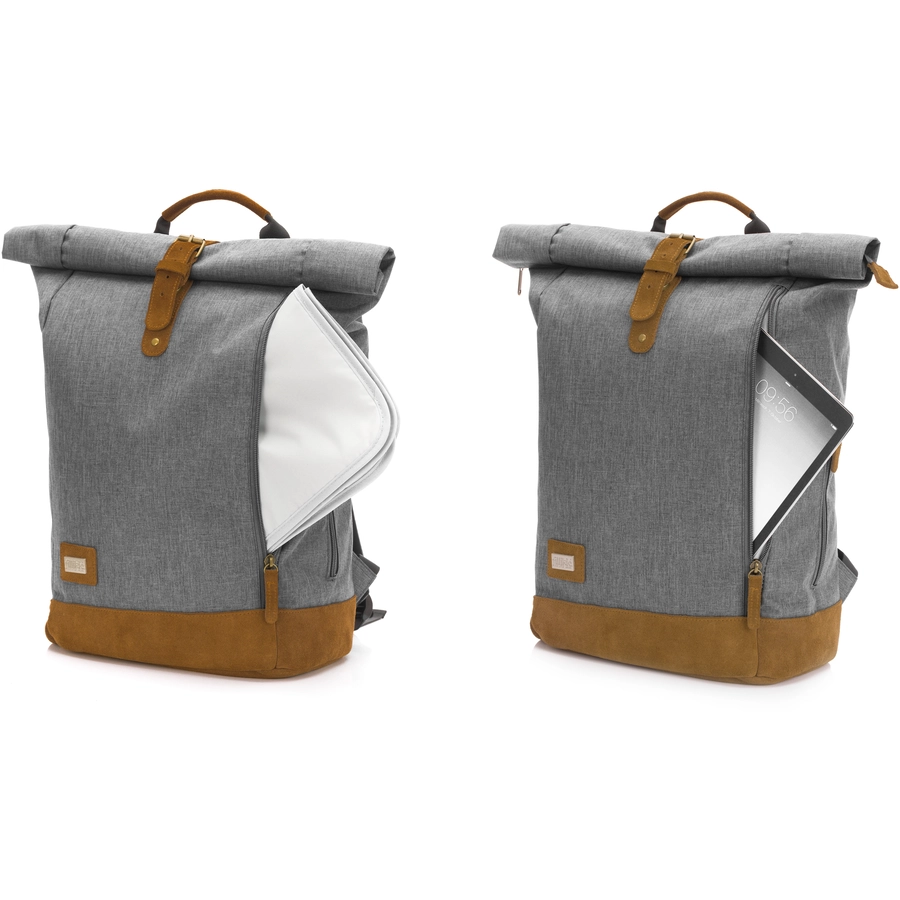 fillikid Wickelrucksack Rolltop Berlin Grau Melange