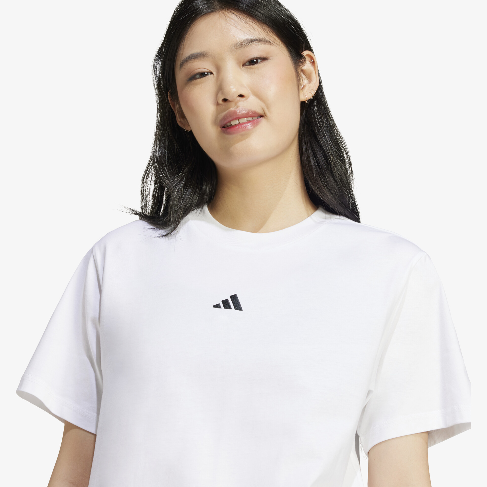 adidas Essentials Small Logo Cotton Damen T-Shirt weiß