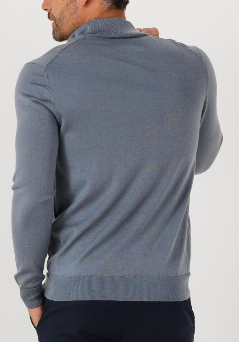 donkerblauwe profuomo trui pullover half zip merino