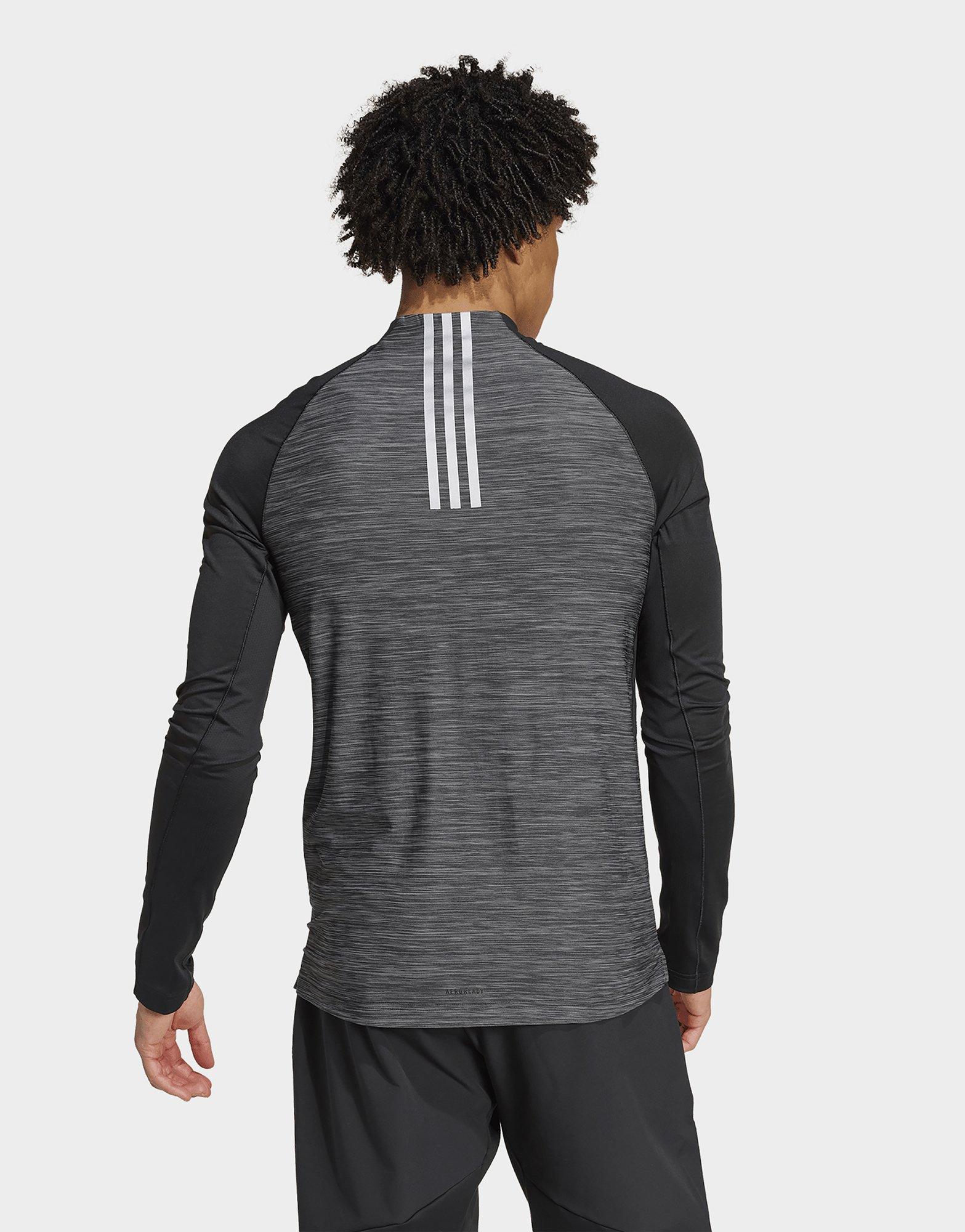 adidas T-shirt de training manches longues zip 1/4 3 bandes Gym +
