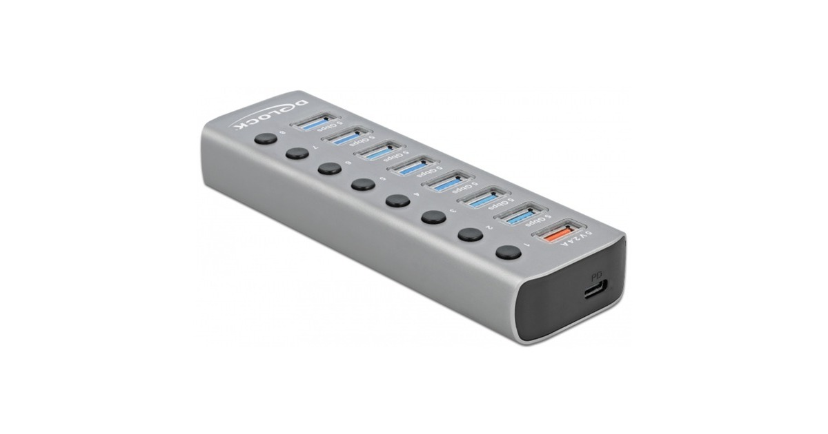 DeLOCKUSB 3.2 Gen 1 Hub met 7 poorten usb-hub  (Grijs)