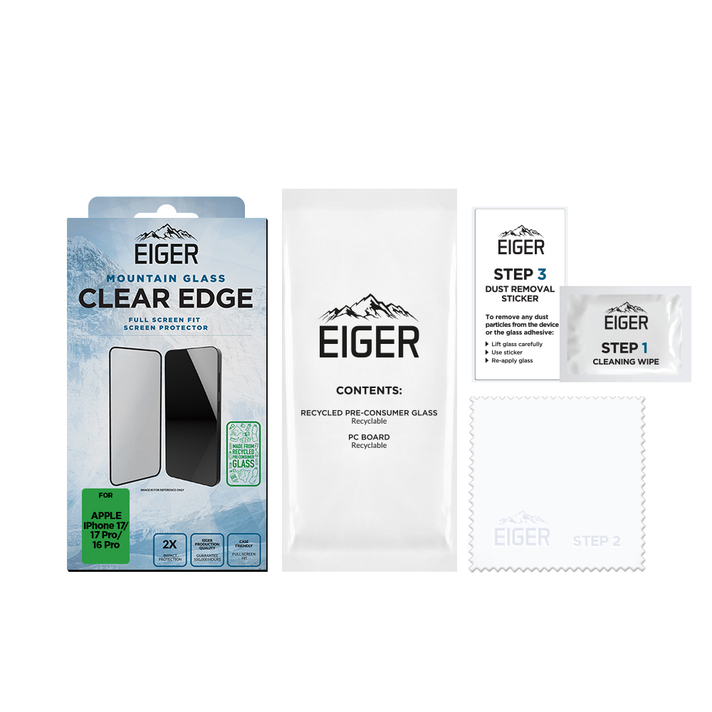 iPhone 17 / 17 Pro / 16 Pro Mountain Glass Clear Edge Panzerglas 3D Displayschutz Case Friendly (EGSP01065)