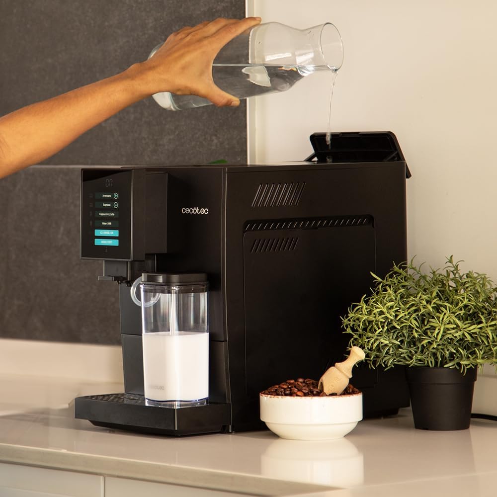Cecotec Superautomatische Kaffeemaschine Cremmaet Compactccino. 1350 W, Thermoblock, 19 Bar Pumpendruck, Plug&Play-System, Kaffeevorratsbehälter mit integrierter Mühle, Automatische Reinigung