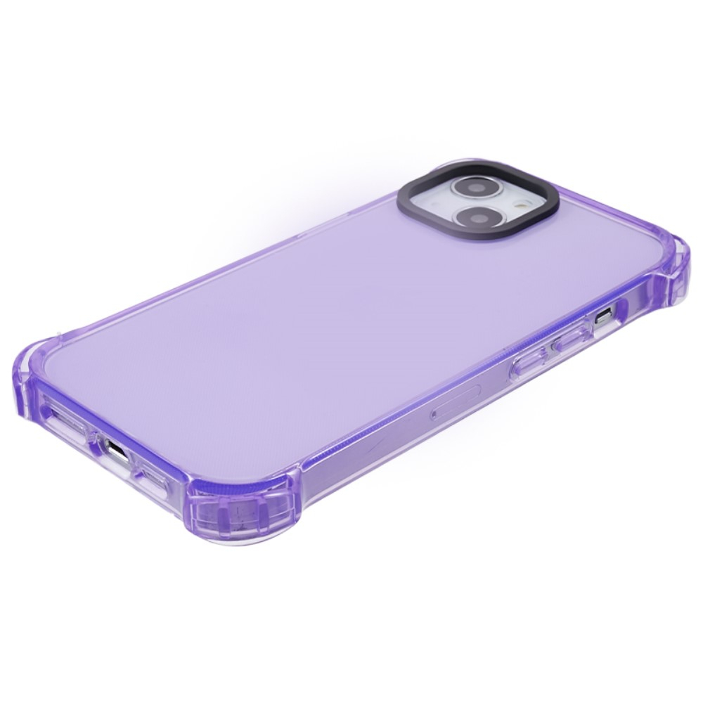 iPhone 13 Gummi Case Hülle mit Air Cushion Fallschutz - Lila / Transparent