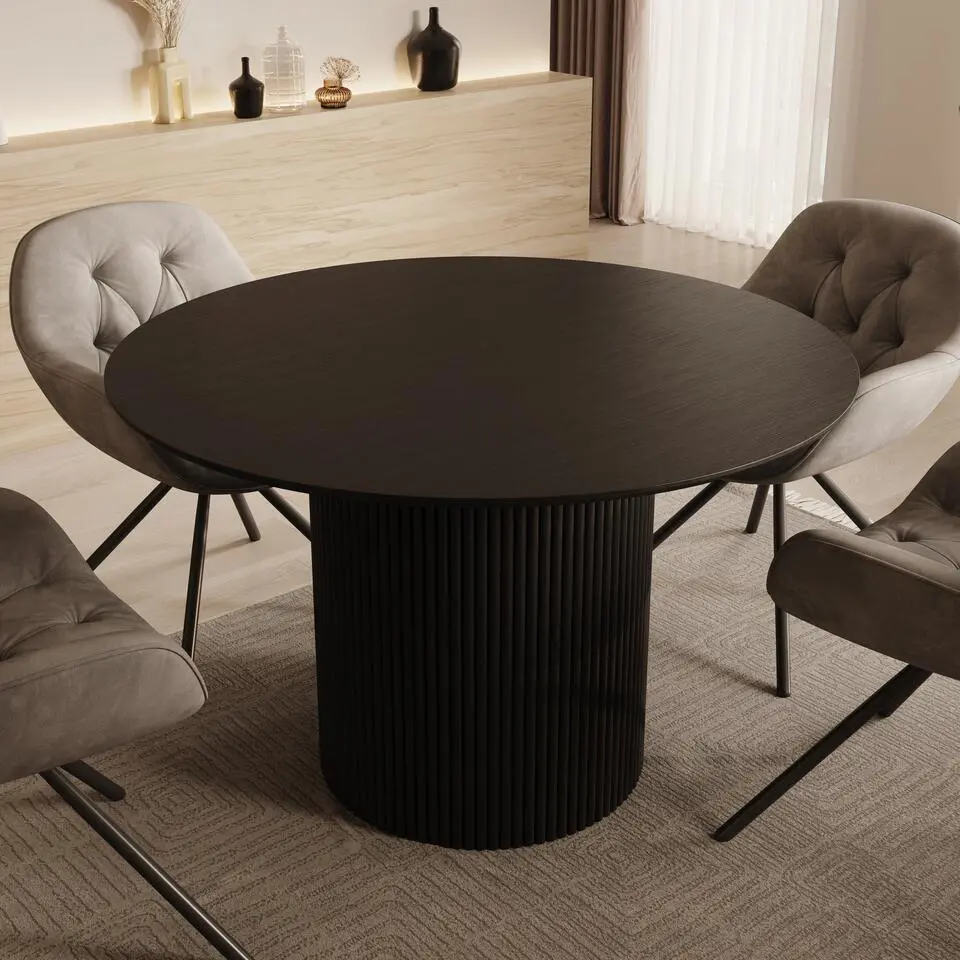 Meubella - Modena - Eetkamertafel - Zwart - 120x120x76 cm