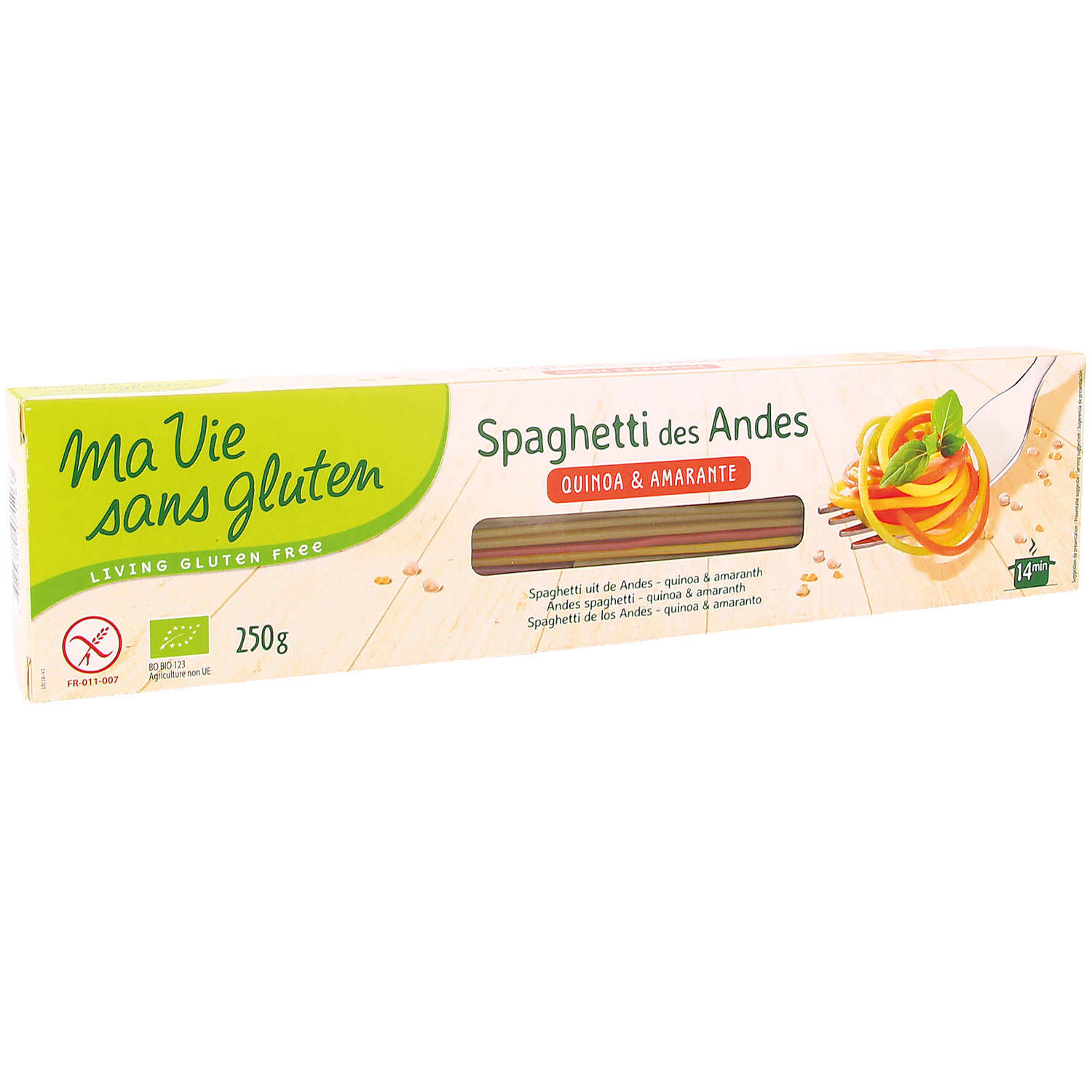 Spaghetti des andes 3 céréales bio sans gluten