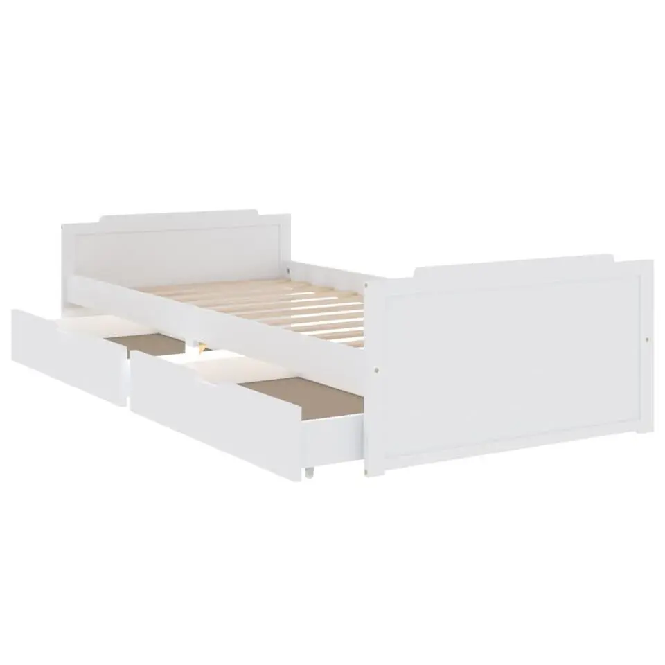 vidaXL - Bed frame met lades - Wit - Massief grenenhout - 90x200 cm