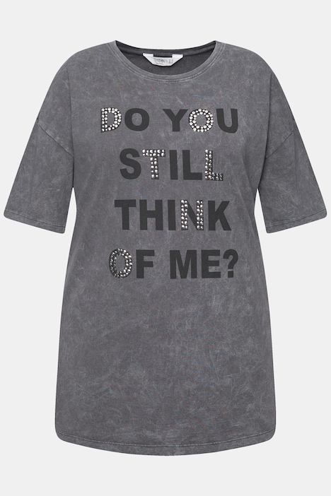 T-Shirt, oversized, verziertes Statement, Vintage Look, Rundhals, 1/2 Arm